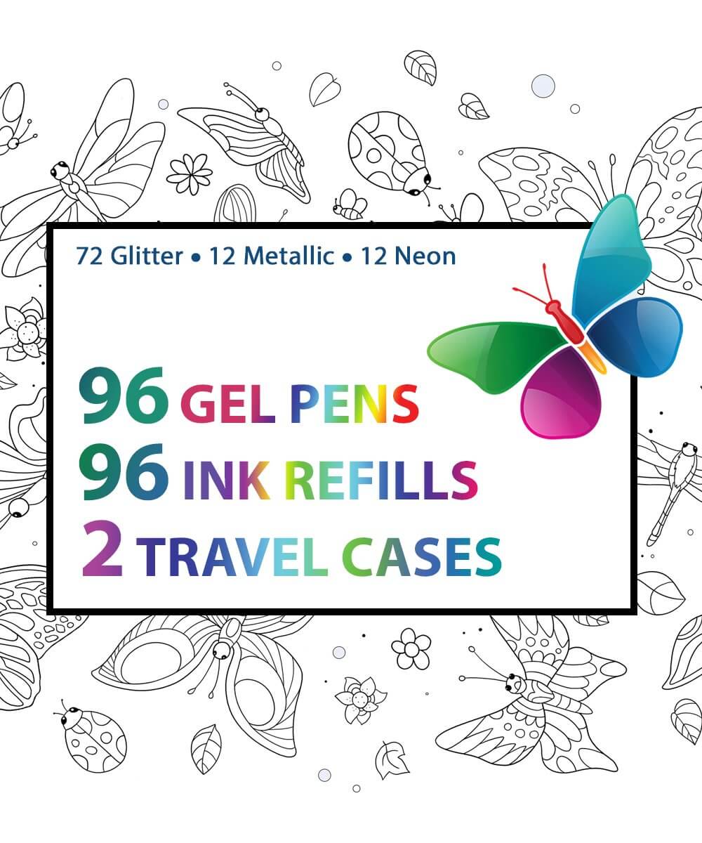 Gel Pen Combination Pack - 96 Gel Pens, 96 Ink Refills, 2 Travel Cases - Image 6