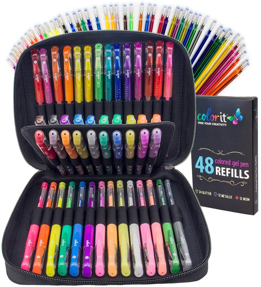 Gel Pen Combination Pack - 96 Gel Pens, 96 Ink Refills, 2 Travel Cases - Image 8