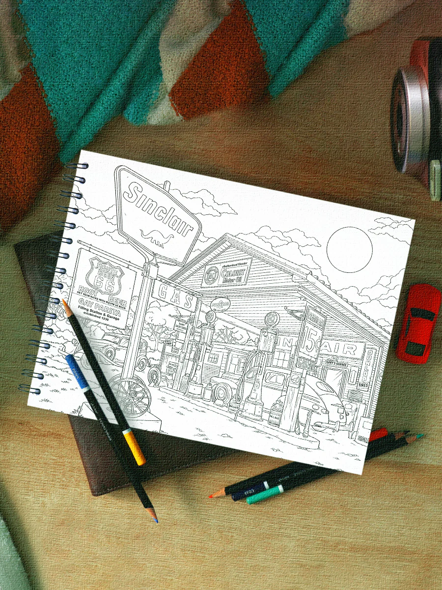 ColorIt Route 66 Adult Coloring Book Illustrated By Hasby Mubarok - Image 3