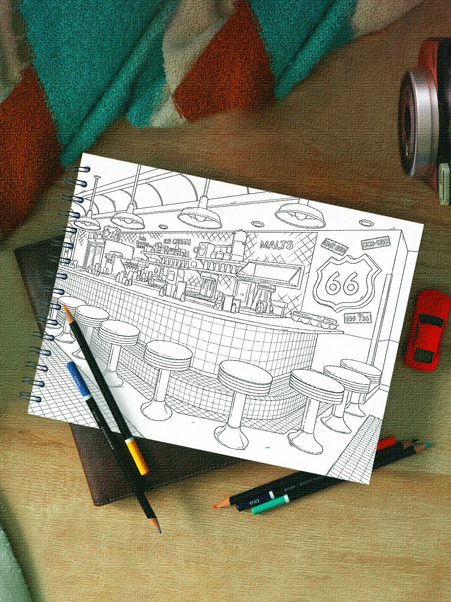 ColorIt Route 66 Adult Coloring Book Illustrated By Hasby Mubarok - Image 5
