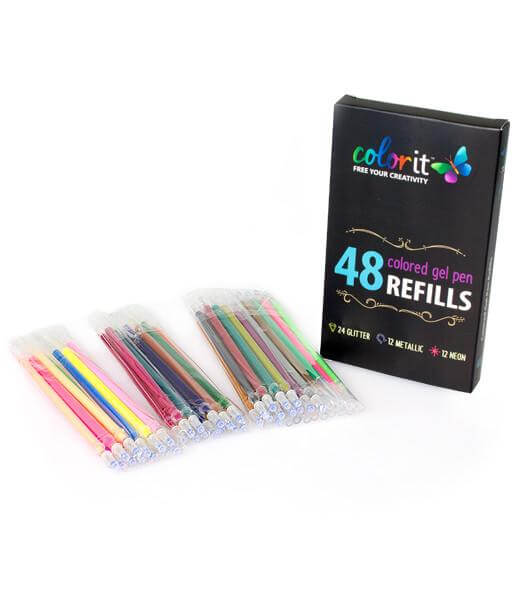 48 Colored Gel Pen Set, 48 Ink Refills, Travel Case & Gift Box - Image 5