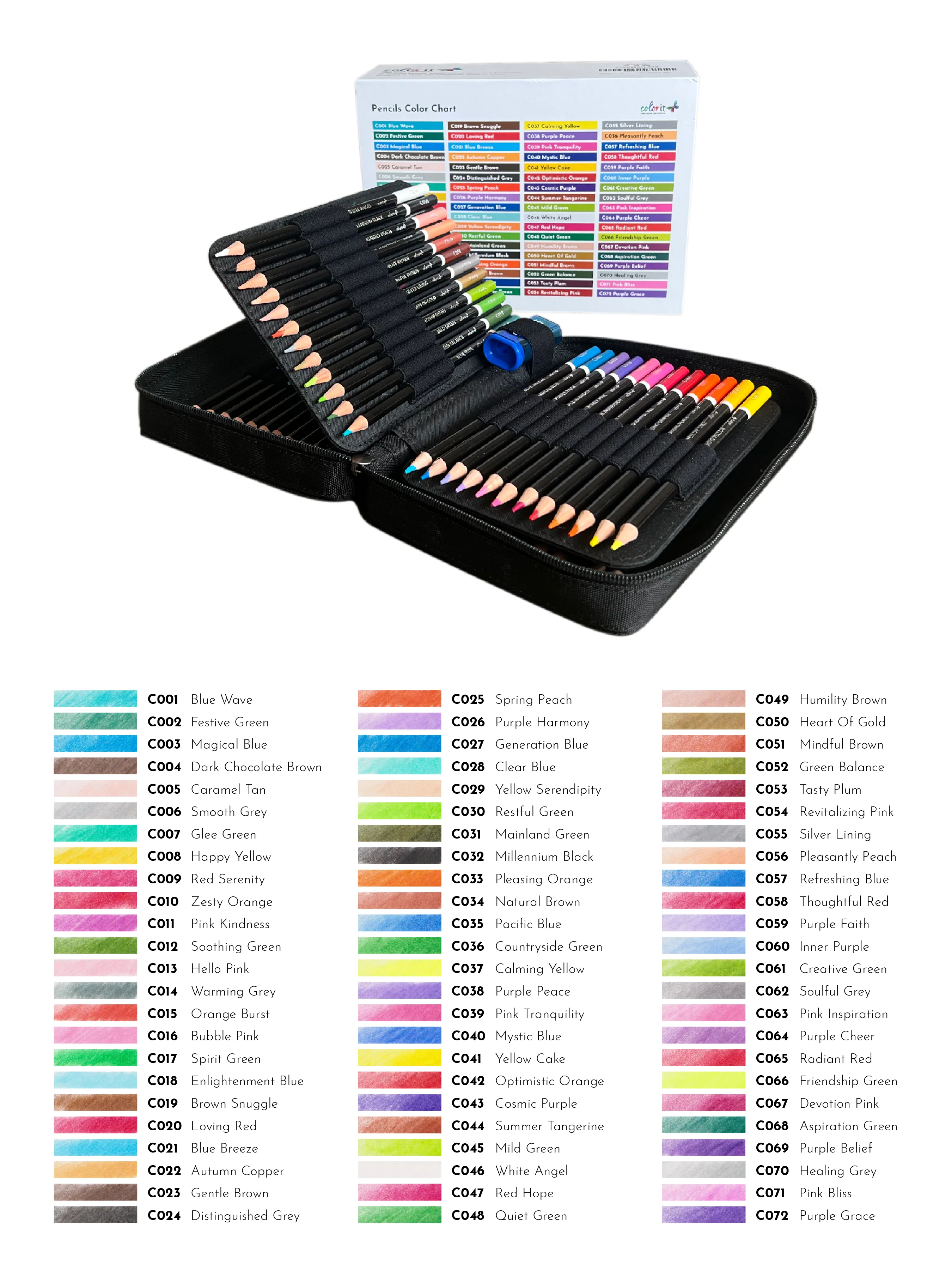Premium 72 Colored Pencil Set - Includes Pencil Organizer, Travel Case, Pencil Sharpener, Mini Coloring Book, and Gift Box - Image 6